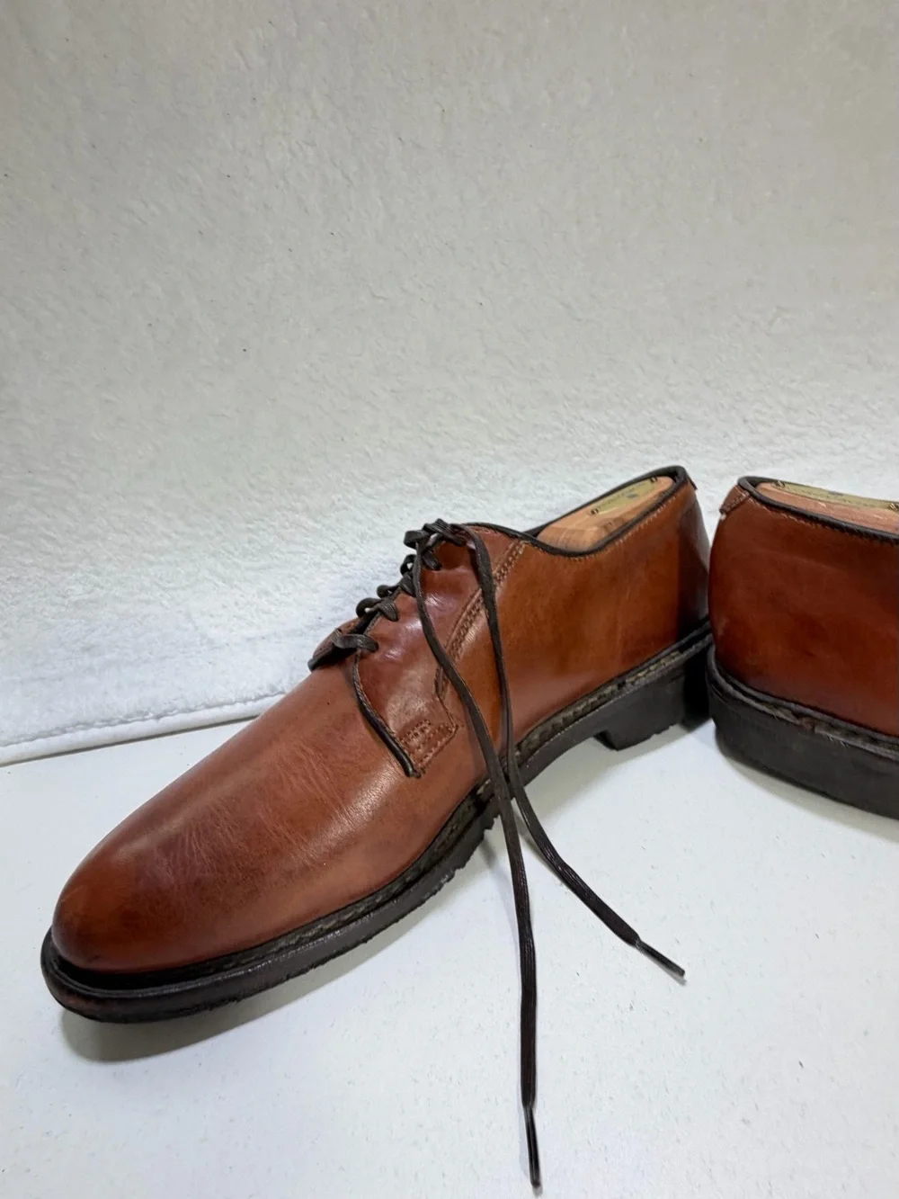 Allen Edmonds Men’s Brown Leather Plain Toe Derby Rubber Sole Shoes Size 10